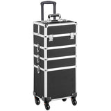 Yaheetech 4 in 1 Beauty Case Rolling Cosmetics Organiser Makeup Vanity Case Lockable Hairdressing Trolley Pink